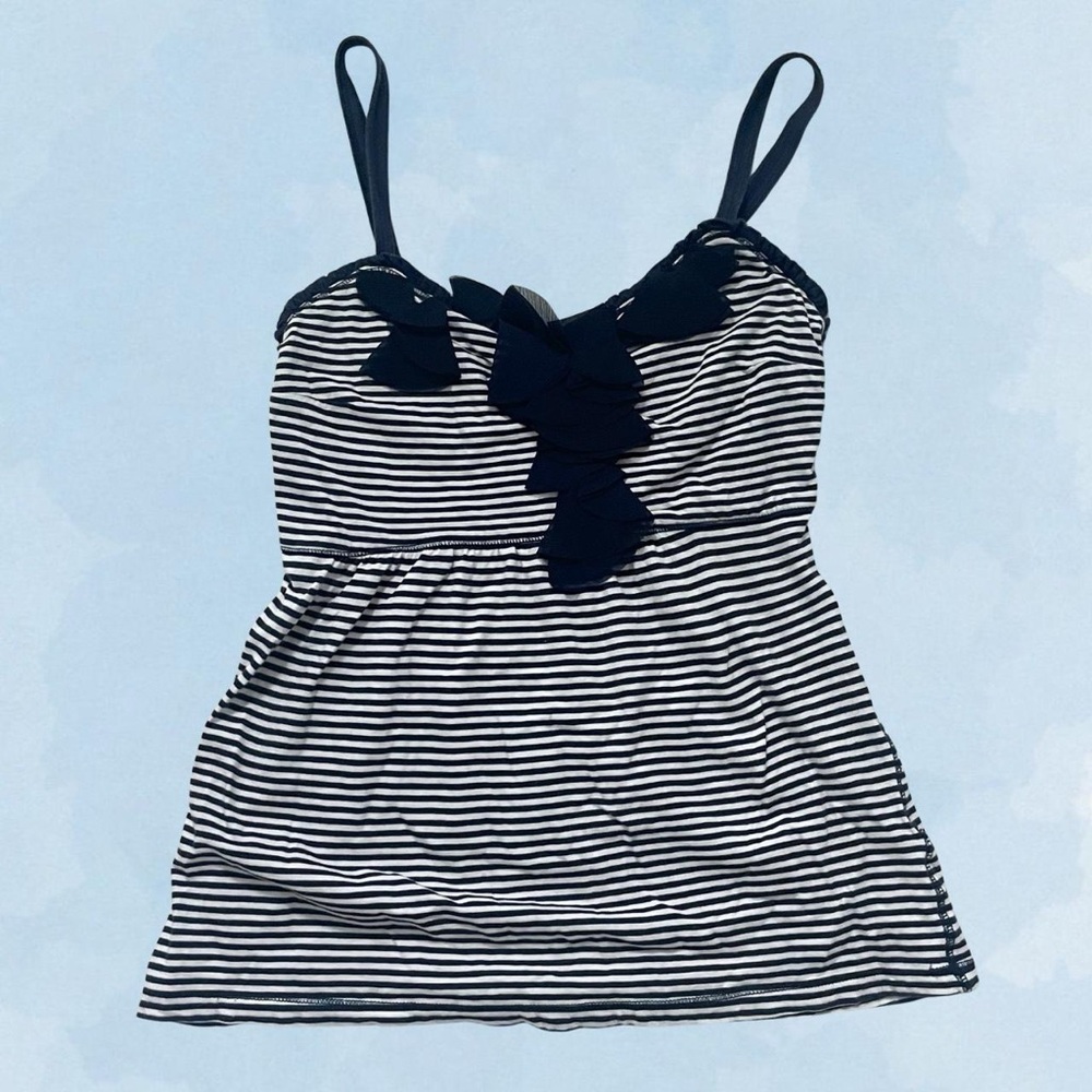 Navy and White Striped Women's Top